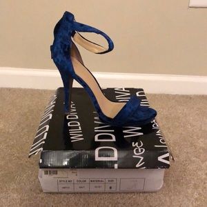 Blue suede heels